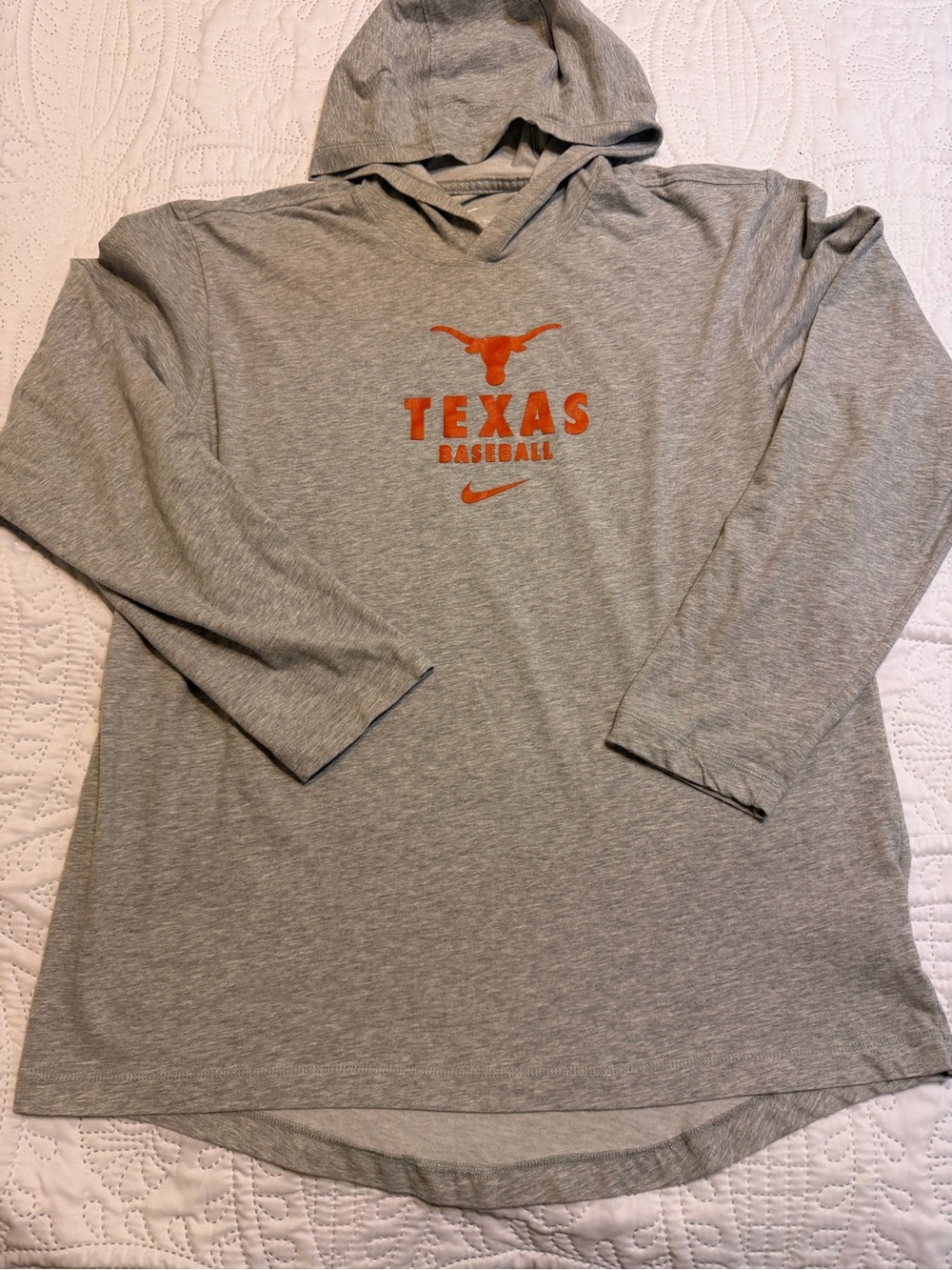 Nike Light Grey Dri-Fit Pullover Hoodie with White Logo UT Longhorns  Baseball